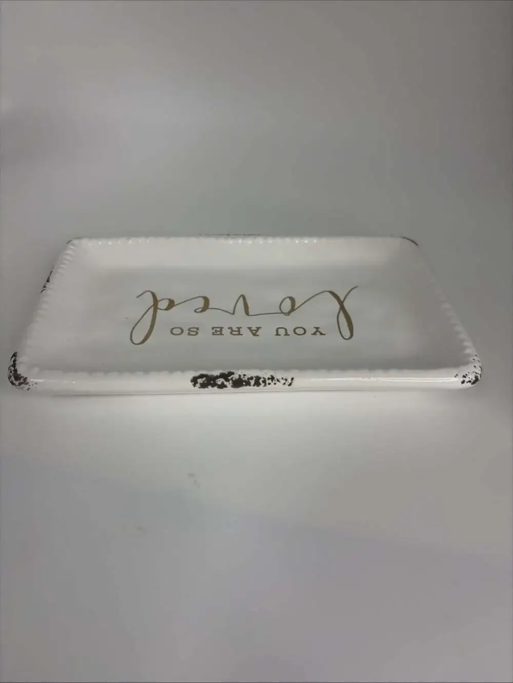 Glory House “You Are So Loved” White Trinket Tray 6”x3.5”